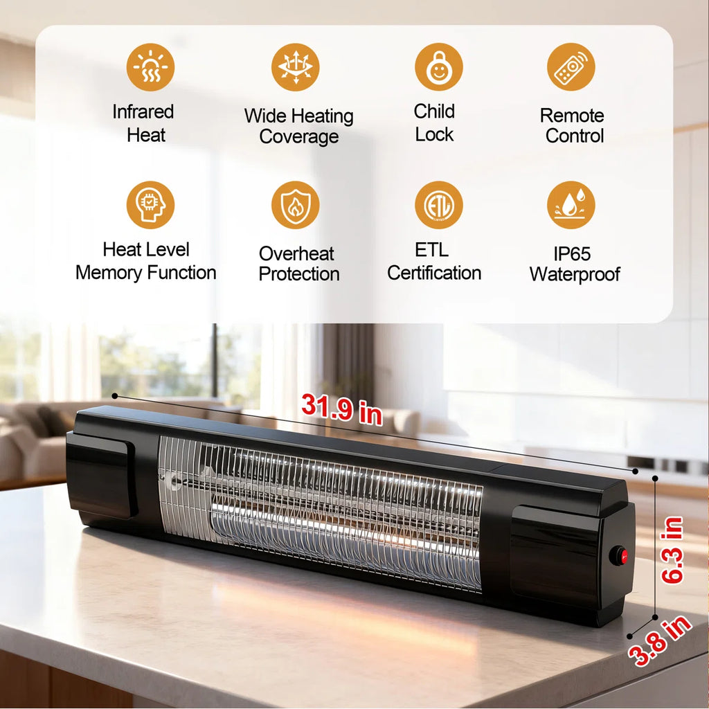 Electric Ceiling Mounted Patio Heater Max To 1500 Watt Heater