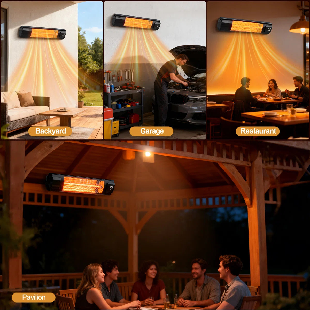 Electric Ceiling Mounted Patio Heater Max To 1500 Watt Heater