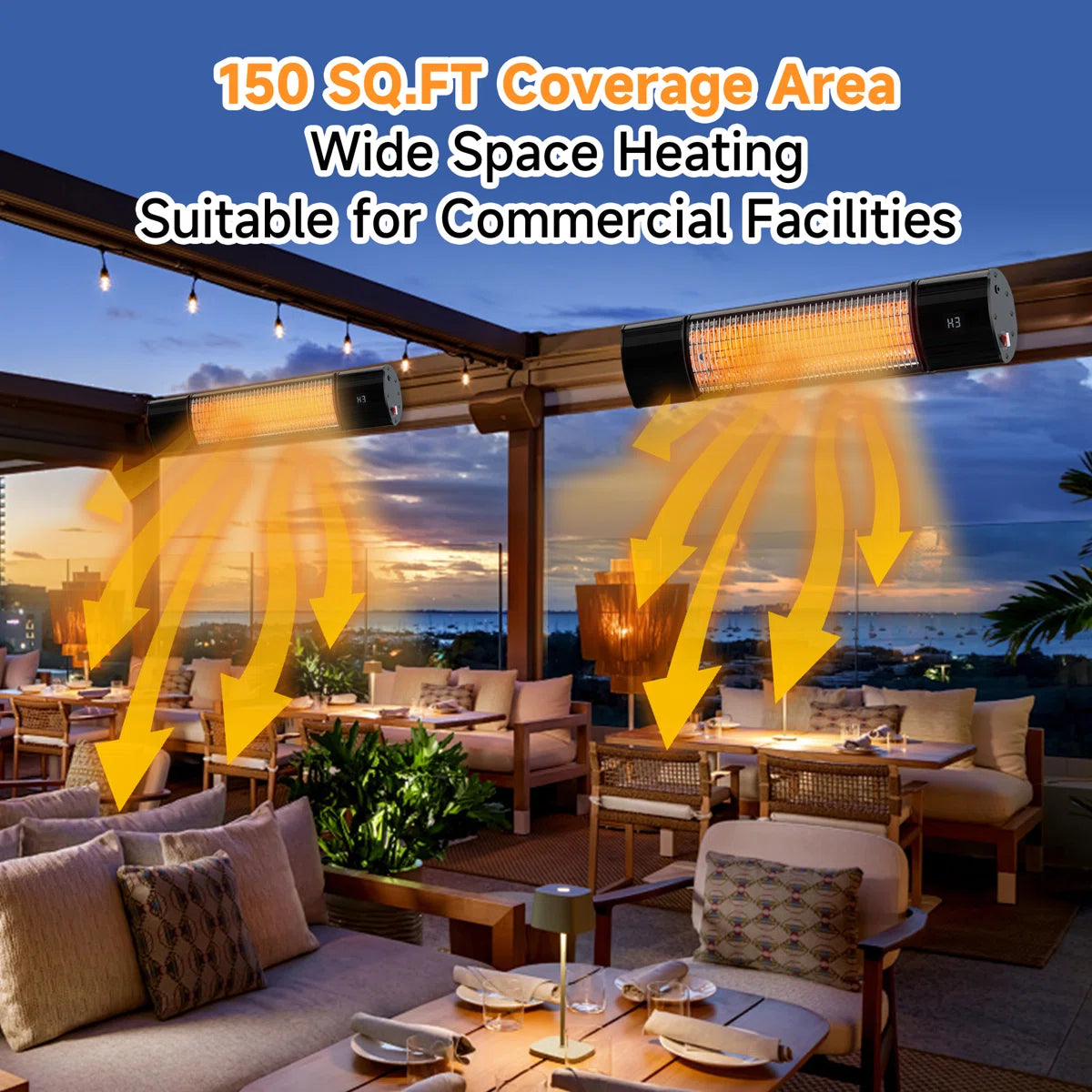 Electric Infrared Patio Heater 1500w Wall Mounted Freestanding Heater Outdoor