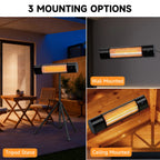 Electric Infrared Patio Heater 1500w Wall Mounted Freestanding Heater Outdoor