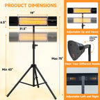 Electric Infrared Patio Heater 1500w Wall Mounted Freestanding Heater Outdoor