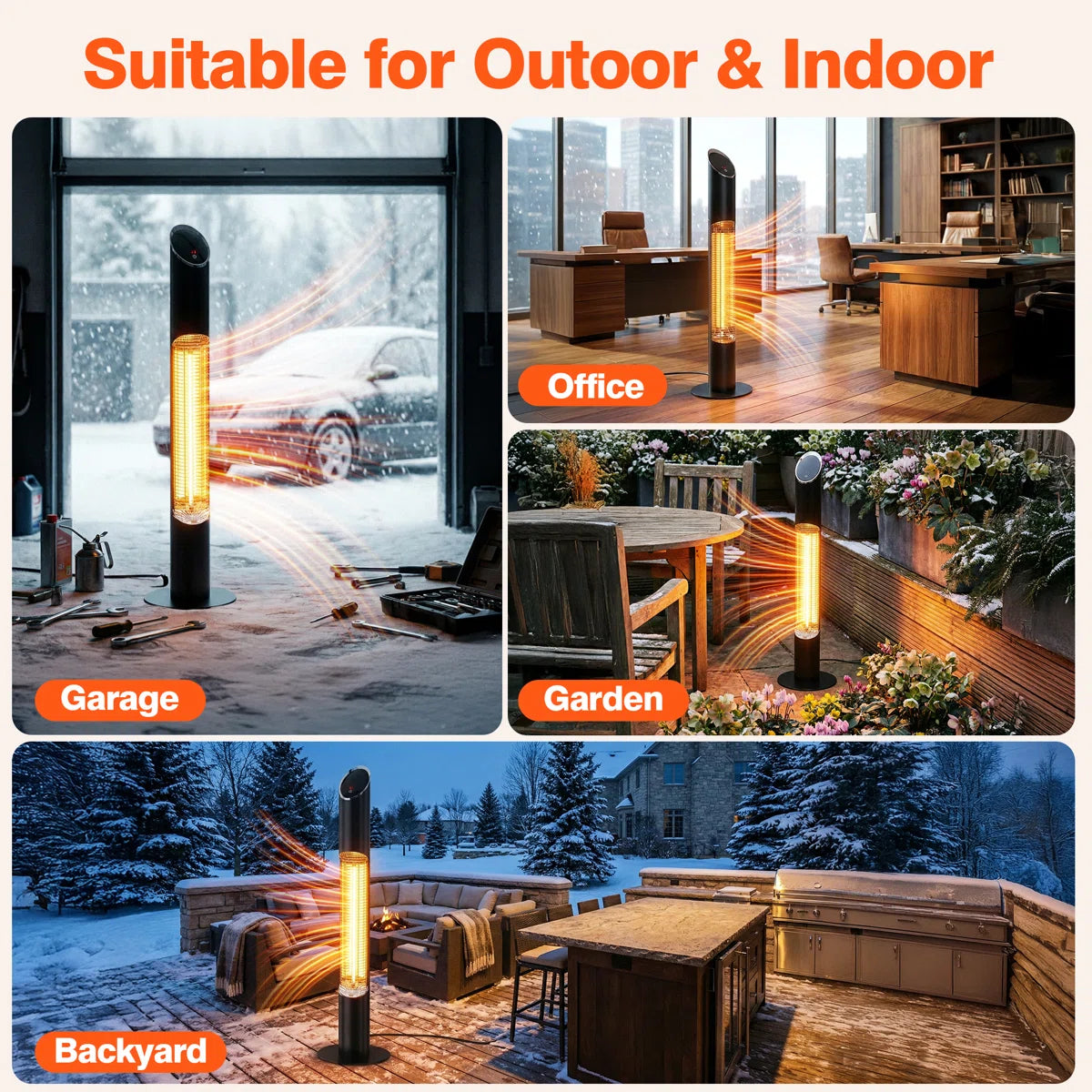 Freestanding Patio Heater Electric Infrared Outdoor Indoor Heater