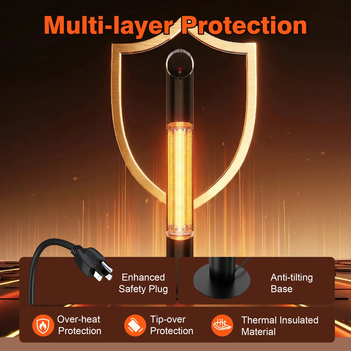 Freestanding Patio Heater Electric Infrared Outdoor Indoor Heater