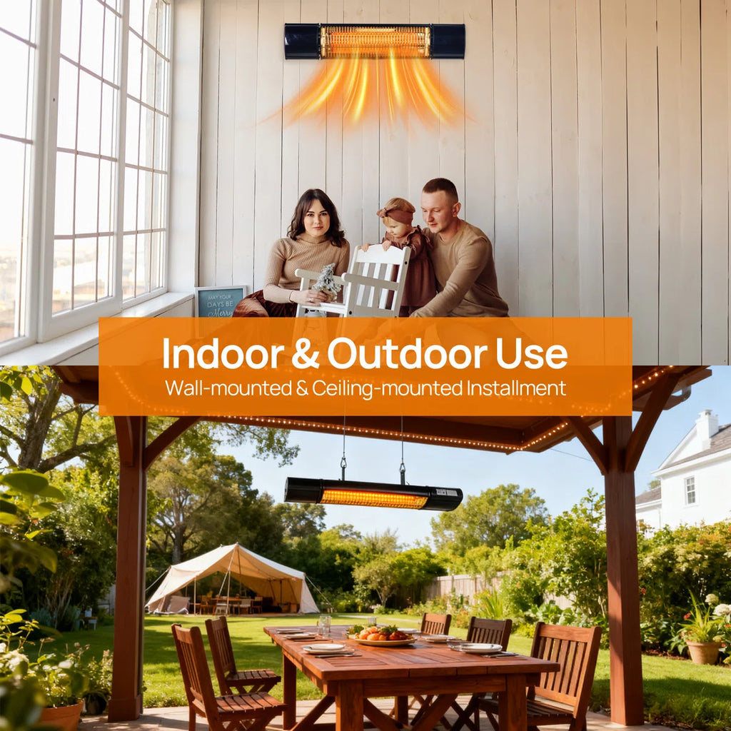Patio Heater Wall Mounted With Remote Control 1500 Watt Heater