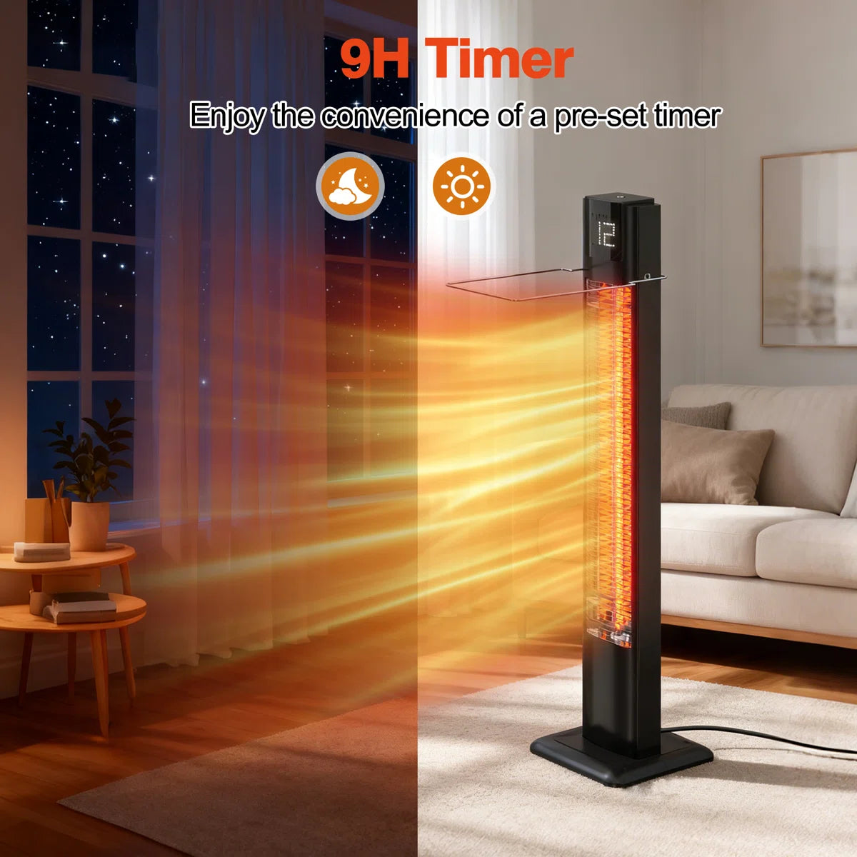 Premium Freestanding Tower Heater With Tip Over Switch Overheat Protection Heater