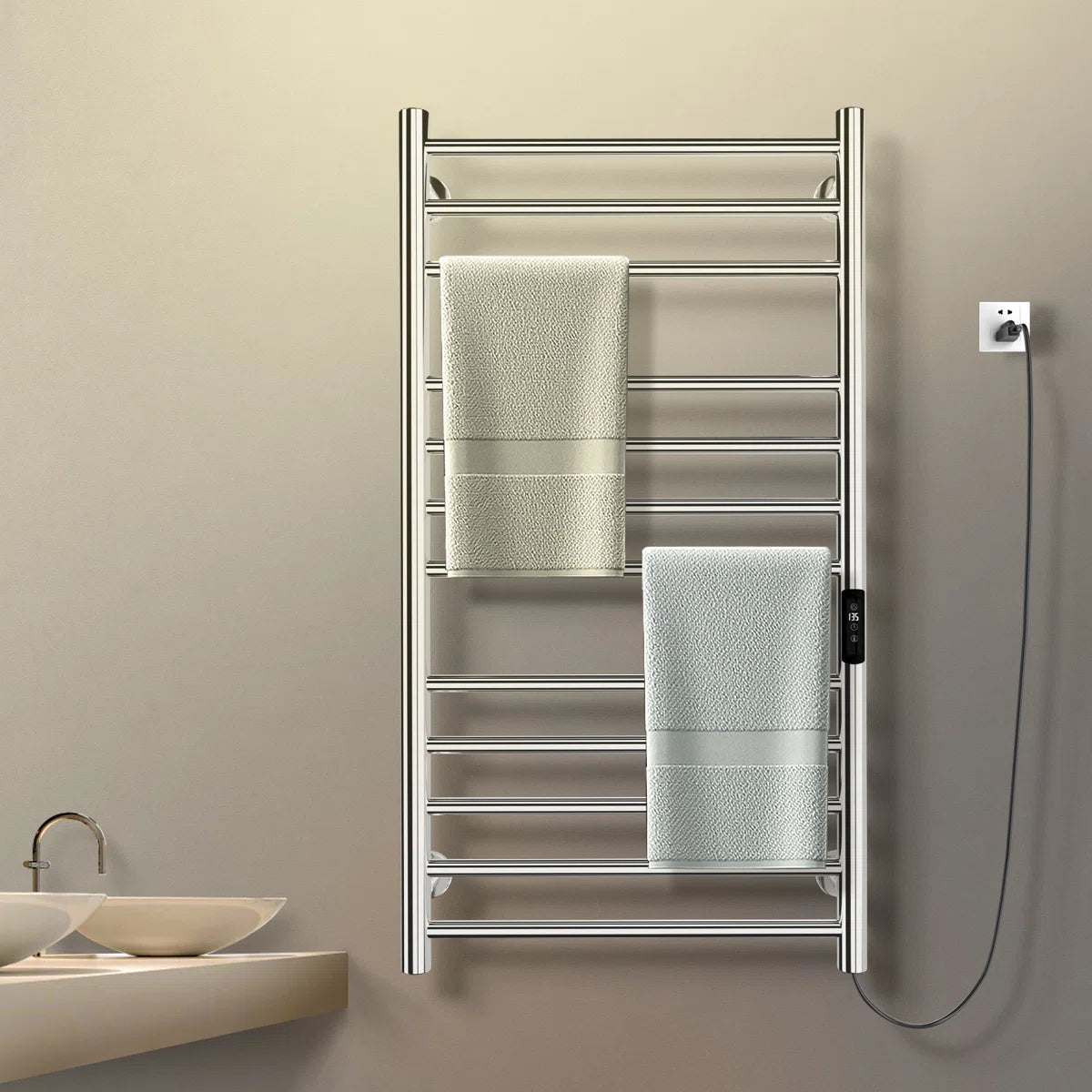 Wall Mount Heated Towel Electric Towel Warmer 12 Bars AH704-S