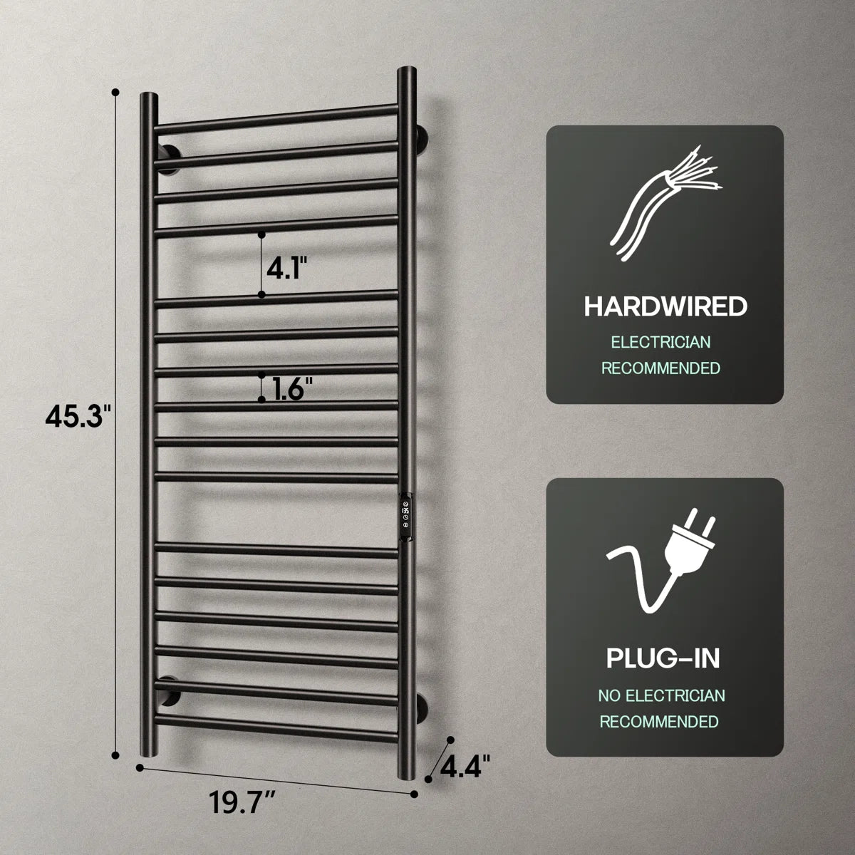 Wall Mount Towel Warmer 16-Bar Electric Towel Rack AH1601B