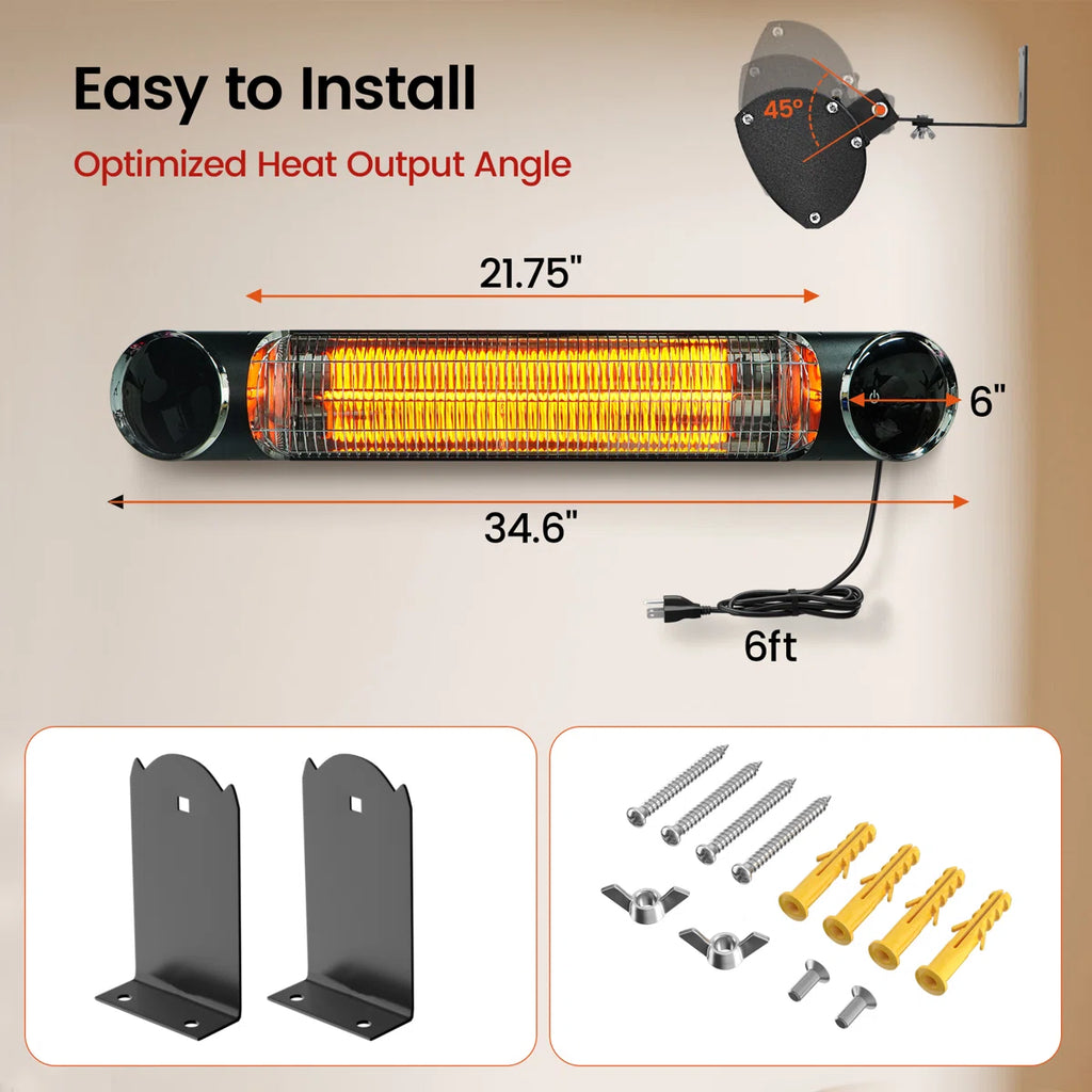 Wall Mounted Patio Heater Electric Infrared Outdoor Heater